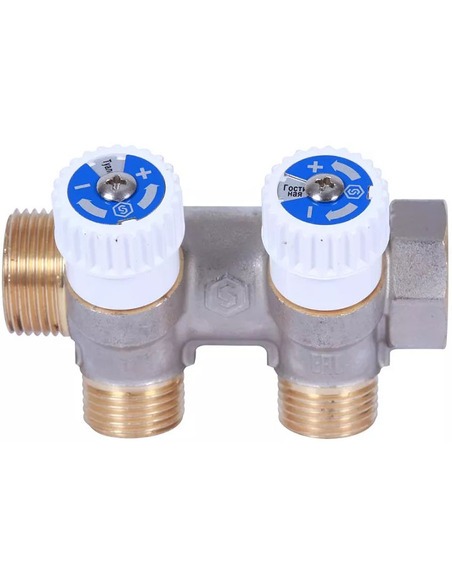 Коллектор распределительный STOUT 3/4", 2 вых. 1/2" плоское уплотнение