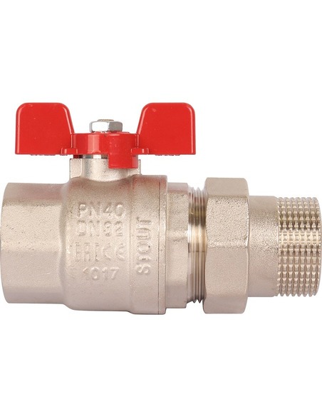 Кран шаровой STOUT полнопроходной 1 1/4" со сгоном (EPDM) (бабочка)