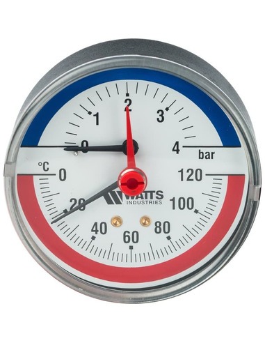 Термоманометр Watts F+R818 TMAP 80 мм, 0-120ºС, 0-4 бар аксиальный