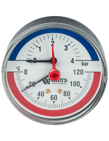 Термоманометр Watts F+R818 TMAP 80 мм, 0-120ºС, 0-4 бар аксиальный