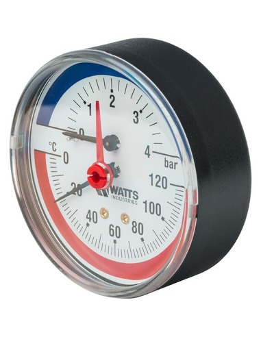 Термоманометр Watts F+R818 TMAP 80 мм, 0-120ºС, 0-4 бар аксиальный