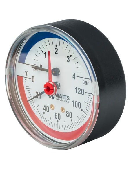 Термоманометр Watts F+R818 TMAP 80 мм, 0-120ºС, 0-4 бар аксиальный