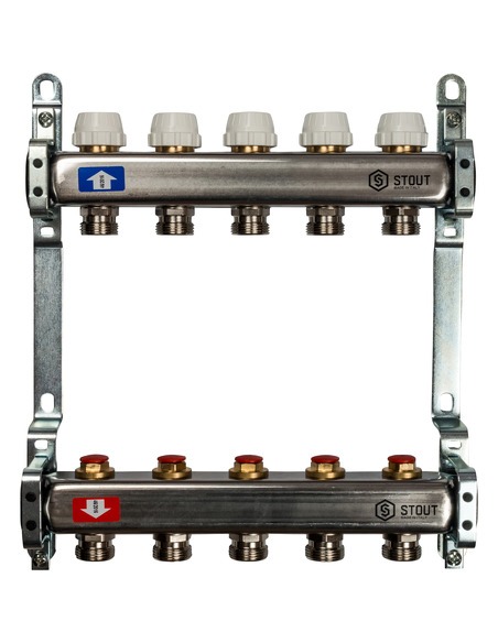 Коллектор STOUT из нержавеющей стали без расходомеров 5 вых.