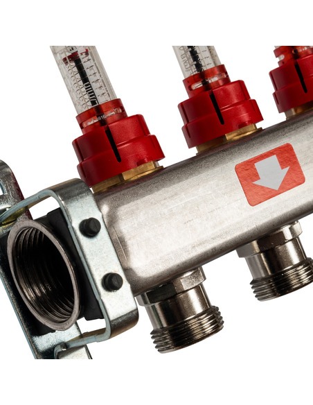 Коллектор STOUT из нержавеющей стали с расходомерами 13 вых.