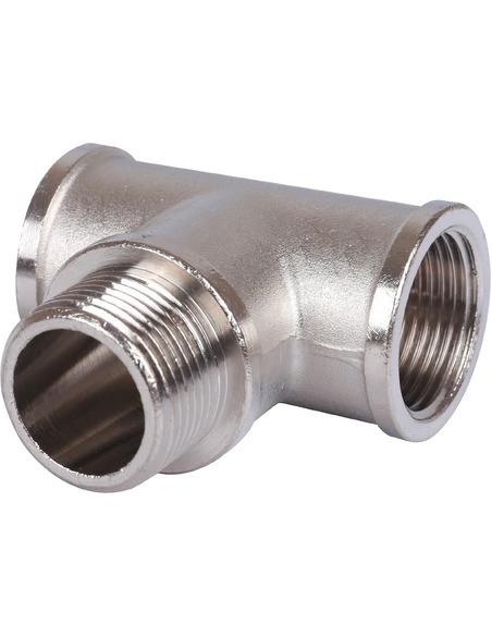 Тройник никелированный STOUT 3/4" ВРхНРхВР