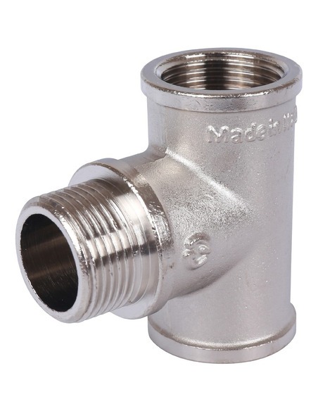 Тройник никелированный STOUT 3/4" ВРхНРхВР