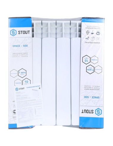 Биметаллический радиатор STOUT Space 500 х6 нижн. подкл.