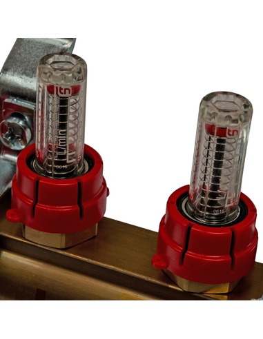 Коллектор STOUT из латуни в сборе с расходомерами 4 вых.