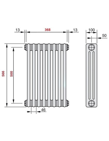 Радиатор трубчатый Zehnder Charleston 3057/08 1270/7610 1/2" RAL9016 (кроншт. в компл.)