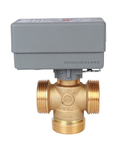 Клапан трехходовой зональный STOUT 1 1/4" НР с сервоприводом 230V, Kvs 8 (компактный)