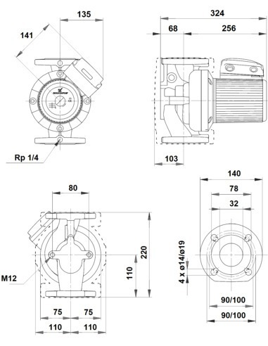 Насос циркуляционный Grundfos UPS 32-120 F 3х400V