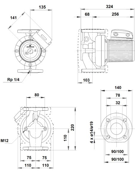 Насос циркуляционный Grundfos UPS 32-120 F 3х400V
