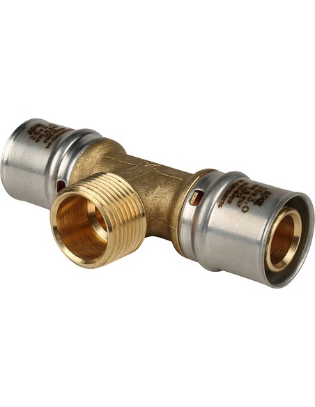 Тройник переходной STOUT 26x3/4"х26 НР для металлопластиковых труб пресс