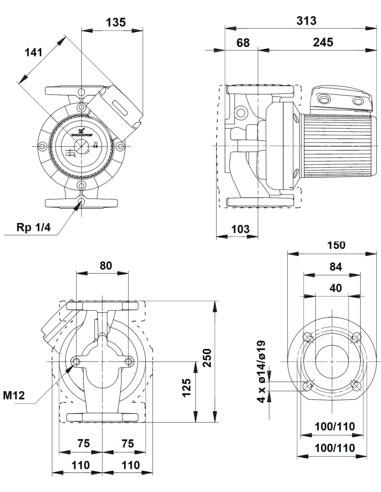 Насос циркуляционный Grundfos UPS 40-120 F 3х400V