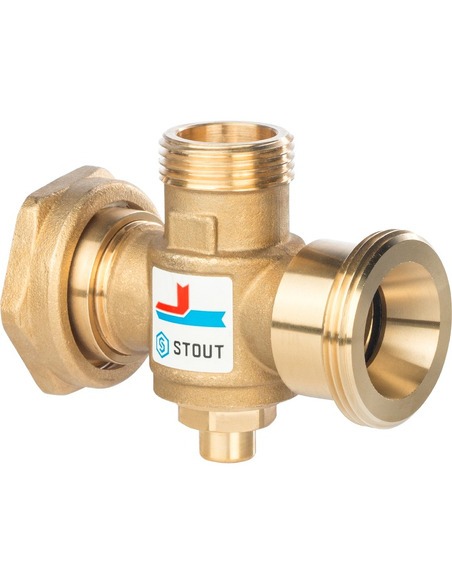 Термостатический смесительный клапан STOUT 60°C, 1 1/2" НРх1" НРх1 1/2" НГ, Kvs 3,2