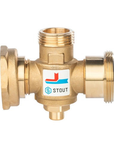 Термостатический смесительный клапан STOUT 60°C, 1 1/2" НРх1" НРх1 1/2" НГ, Kvs 3,2