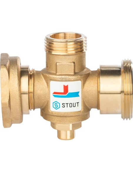 Термостатический смесительный клапан STOUT 60°C, 1 1/2" НРх1" НРх1 1/2" НГ, Kvs 3,2