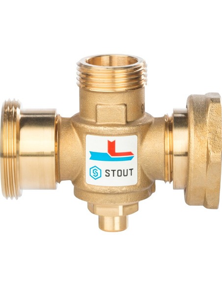 Термостатический смесительный клапан STOUT 60°C, 1 1/2" НРх1" НРх1 1/2" НГ, Kvs 3,2
