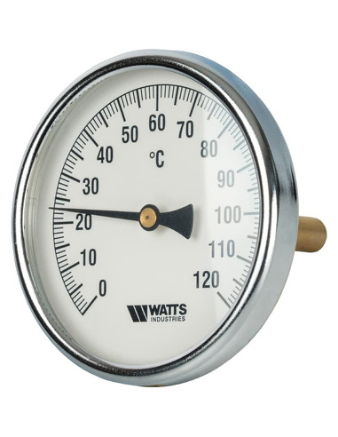 Термометр биметаллический Watts F+R801 OR 100 мм, 0-120ºС погружной, гильза 75 мм