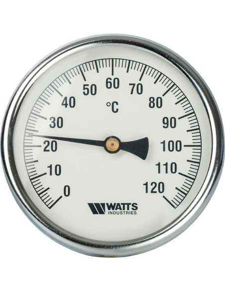 Термометр биметаллический Watts F+R801 OR 100 мм, 0-120ºС погружной, гильза 75 мм