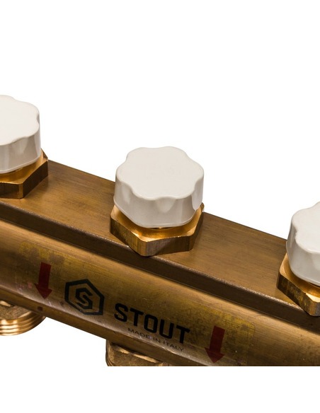 Коллектор STOUT из латуни в сборе без расходомеров 11 вых.