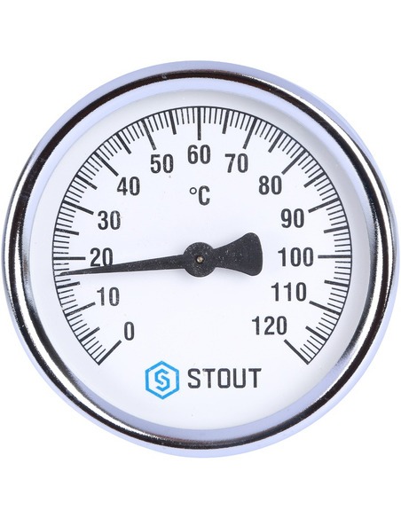 Термометр биметаллический STOUT 80 мм, 0-120ºС накладной Термометр биметаллический STOUT 80 мм, 0-120ºС накладной
