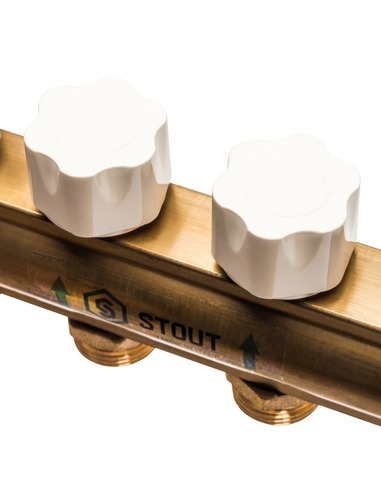 Коллектор STOUT из латуни в сборе без расходомеров 12 вых.