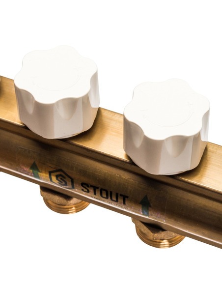 Коллектор STOUT из латуни в сборе без расходомеров 12 вых.