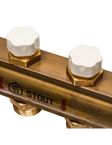 Коллектор STOUT из латуни в сборе без расходомеров 12 вых.