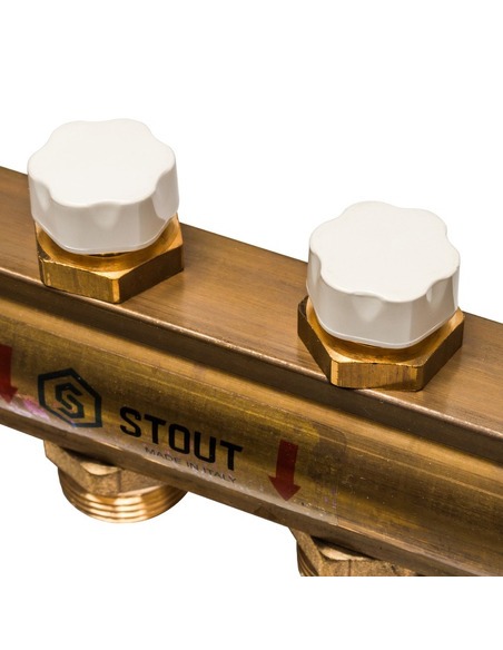 Коллектор STOUT из латуни в сборе без расходомеров 12 вых.