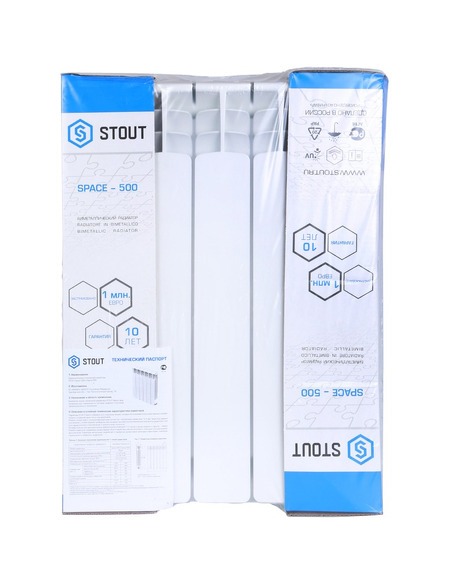 Биметаллический радиатор STOUT Space 500 х5 нижн. подкл.