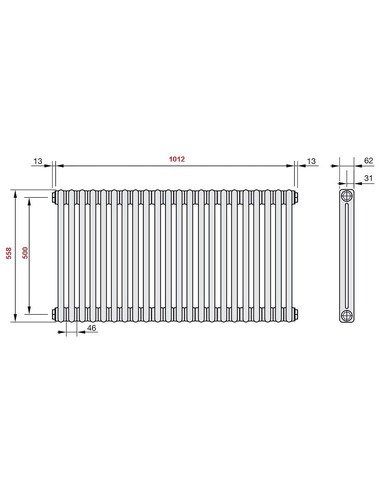 Радиатор трубчатый Zehnder Charleston 2056/22 1270/7610 1/2" RAL9016 (кроншт. в компл.)