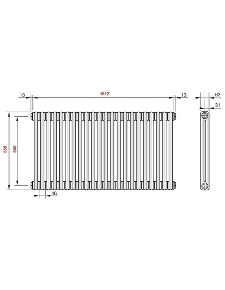 Радиатор трубчатый Zehnder Charleston 2056/22 1270/7610 1/2" RAL9016 (кроншт. в компл.)