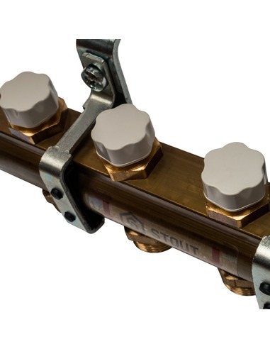 Коллектор STOUT из латуни в сборе без расходомеров 4 вых.