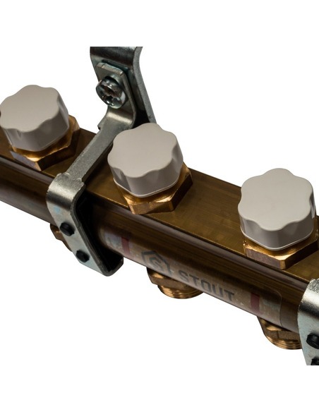 Коллектор STOUT из латуни в сборе без расходомеров 4 вых.