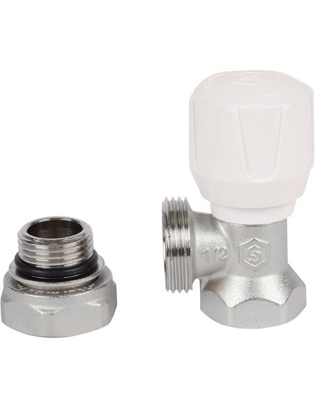 Клапан ручной терморегулирующий STOUT 1/2" угловой с дополнительным уплотнением