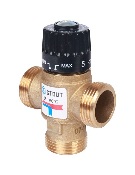 Термостатический смесительный клапан STOUT 35-60°C, 1" НР, Kvs 2,5