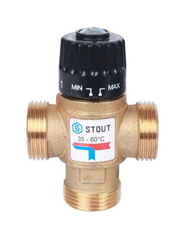 Термостатический смесительный клапан STOUT 35-60°C, 1" НР, Kvs 2,5