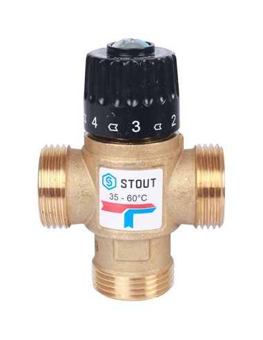 Термостатический смесительный клапан STOUT 35-60°C, 1" НР, Kvs 2,5