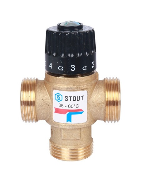 Термостатический смесительный клапан STOUT 35-60°C, 1" НР, Kvs 2,5