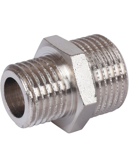 Ниппель переходной никелированный STOUT 3/8"х1/4" НР