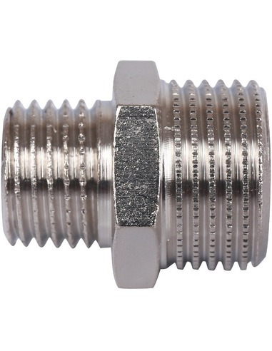 Ниппель переходной никелированный STOUT 3/8"х1/4" НР