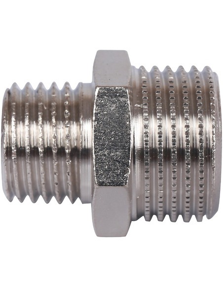 Ниппель переходной никелированный STOUT 3/8"х1/4" НР