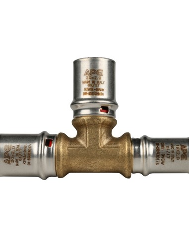 Тройник переходной STOUT 20x20x16 для металлопластиковых труб пресс