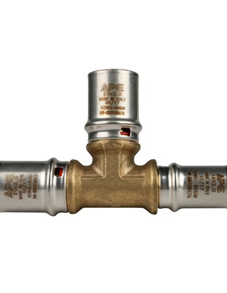 Тройник переходной STOUT 20x20x16 для металлопластиковых труб пресс