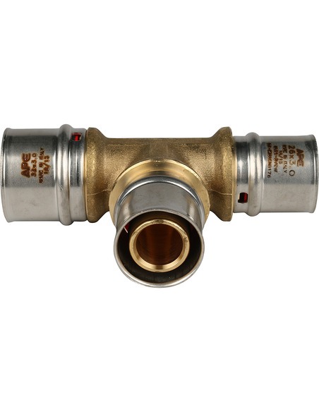 Тройник переходной STOUT 32x26x26 для металлопластиковых труб пресс