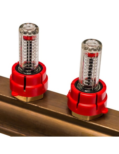 Коллектор STOUT из латуни в сборе с расходомерами 12 вых.