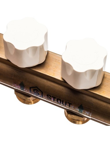 Коллектор STOUT из латуни в сборе с расходомерами 12 вых.