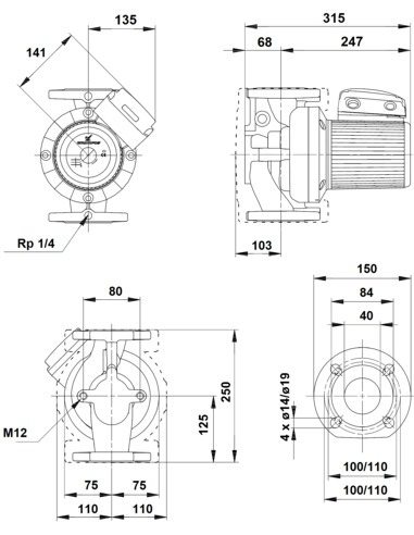 Насос циркуляционный Grundfos UPS 40-60/2 F