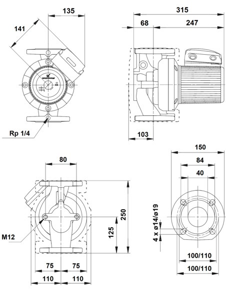 Насос циркуляционный Grundfos UPS 40-60/2 F